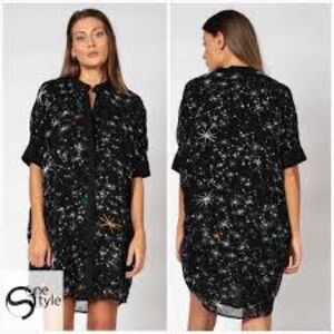 Black Starry Long Sleeve Dress